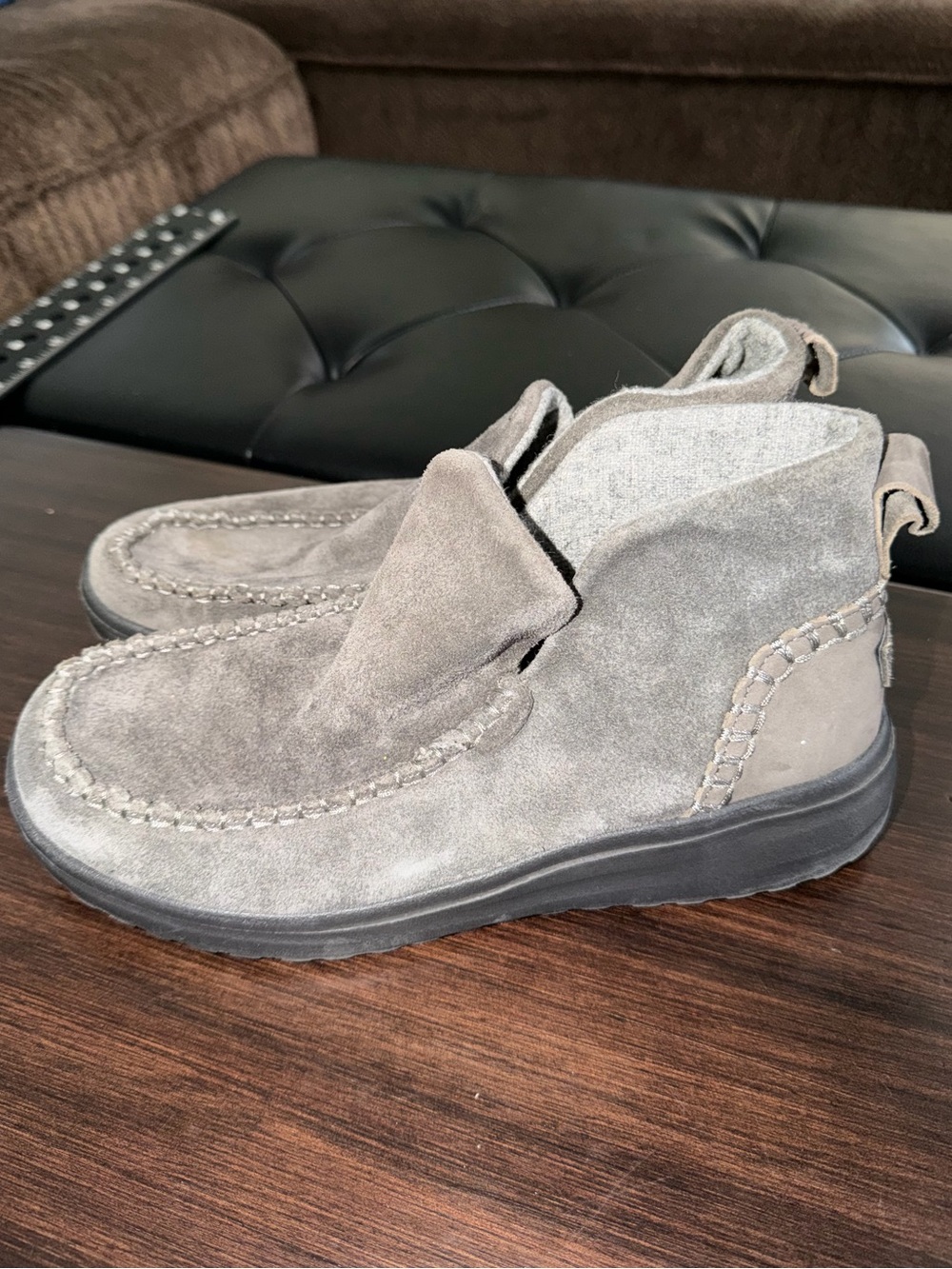 Women’s HeyDude Suede Chukka Boots — Gray